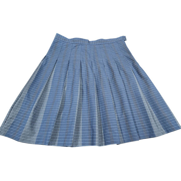 Vintage Pendleton Pleated 100% Virgin Wool Blue Skirt Size 16 Knee Length Plaid - Picture 1 of 10